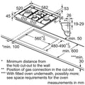 Bosch 60cm Series 6 Stainless Steel Gas Cooktop - FlameSelect, Wok Burner, Sword Knobs - PCI6A5B90A