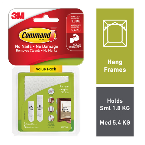 Command Picture Hanging Strips - Small Medium - White - Damage-Free - 12 Pack - SuperSaverAU - view 2