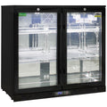 Rhino 208L Double Door Heated Glass Under Bench Beverage Centre - Black, Lockable Doors - SG2H-B-HD