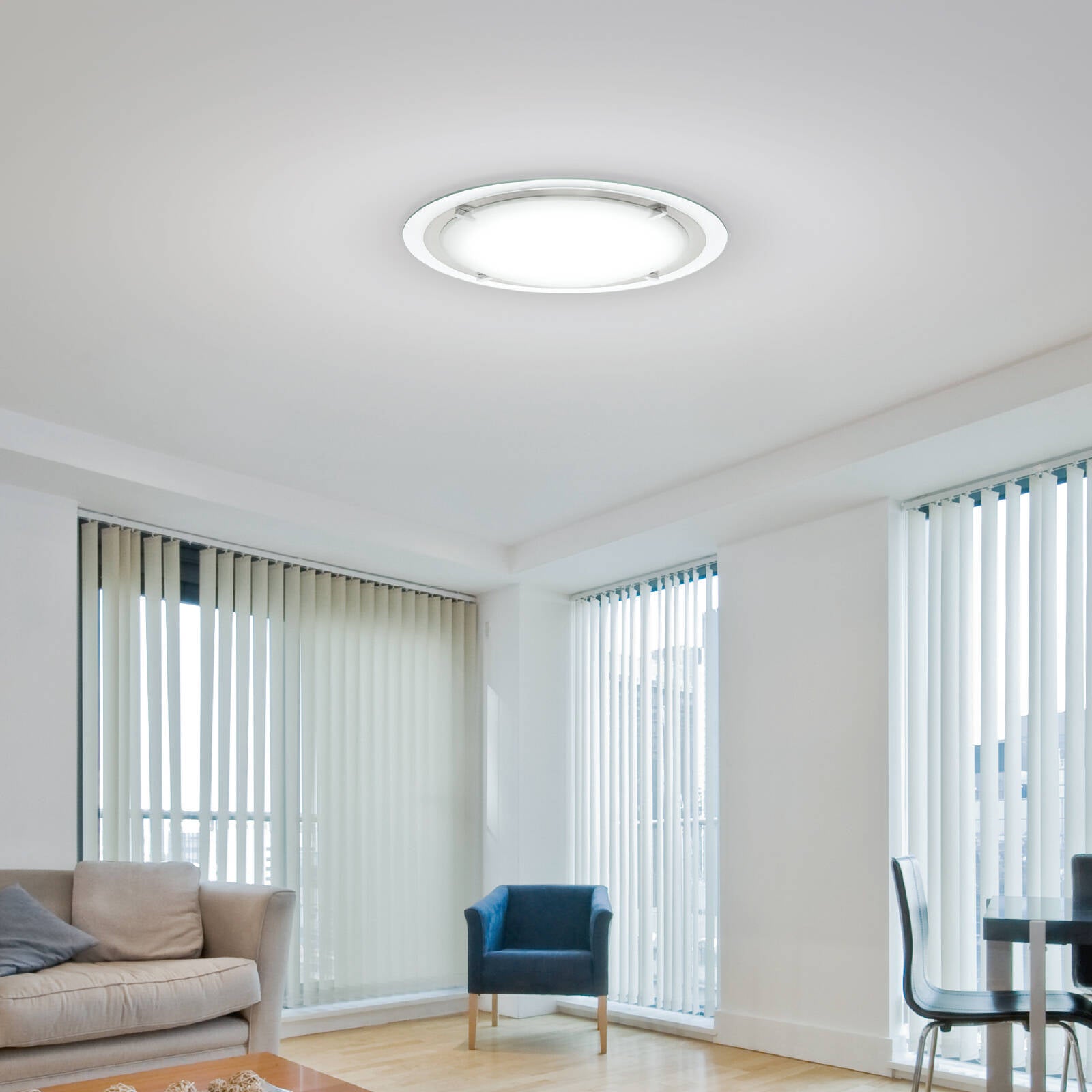 Brilliant Lighting Frances 32cm Satin Nickel Glass Round Ceiling Light 2xE27 240V 17564/13