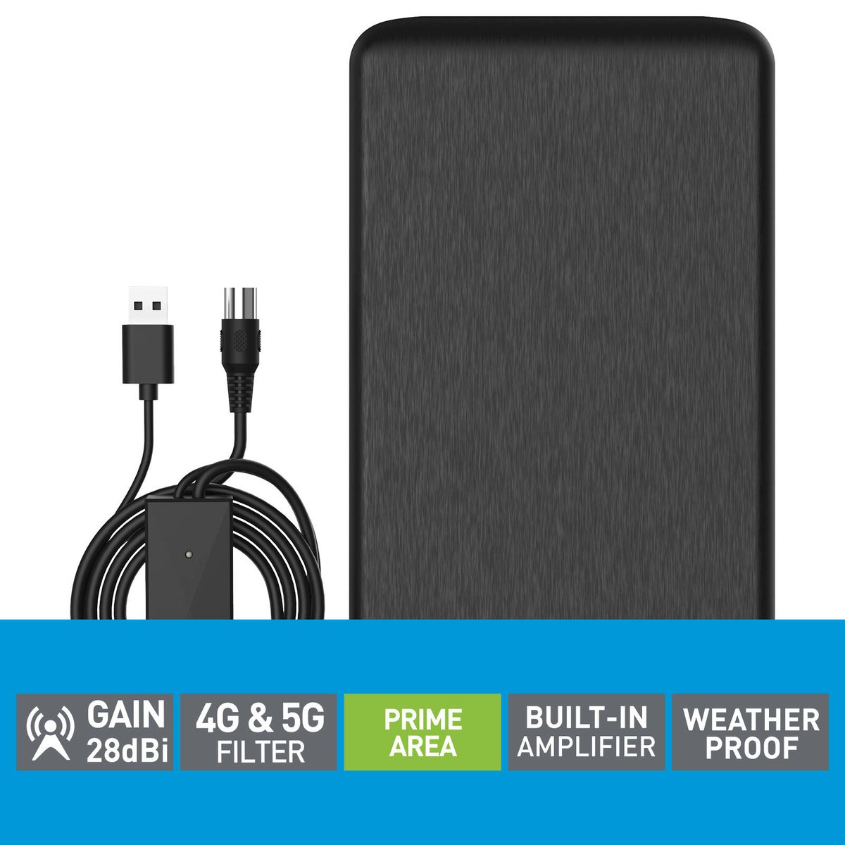 Antsig Indoor Antenna - Compact TV Antenna 130mm x 248mm - Black - 28dBi Gain - SuperSaverAU - view 2