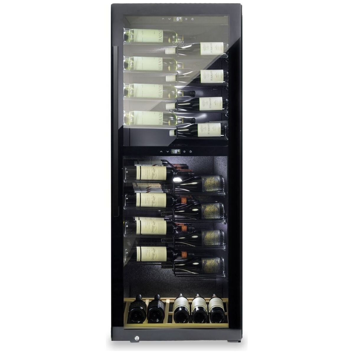 Caso Design 97 Bottle Wine Fridge - Black - Dual Zone - 18 Telescopic Shelves - WF-291-PD