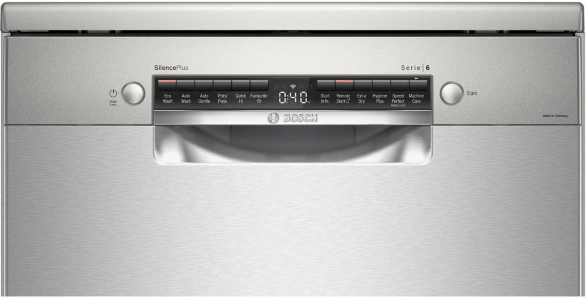 Bosch Series 6 60cm Freestanding Dishwasher - 14 Place Settings, Stainless Steel, Home Connect - SMS6HAI02A