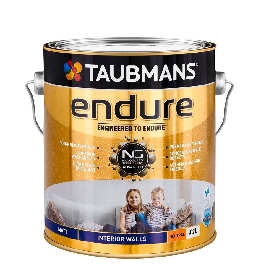 Taubmans 2L Neutral Matt Endure Interior Walls Paint - 2L - Water Based - Stain Resistant - Low Odour - SuperSaverAU - view 1