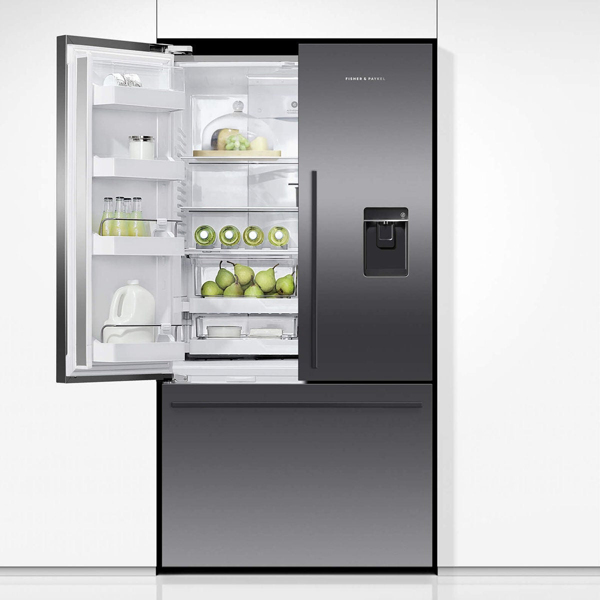 Fisher & Paykel Series 7 569L French Door Fridge - Black Stainless Steel - Ice Maker - RF610ADUB5