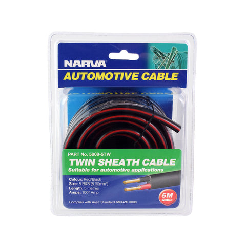 Narva 100A 8 B&S 5m Red/Black Twin Sheath Cable