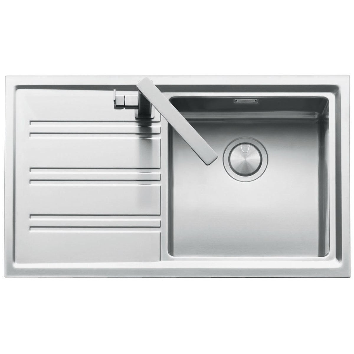 Barazza Easy single bowl sink with left hand drainer - 32L bowl, 304 stainless steel - EASY100R