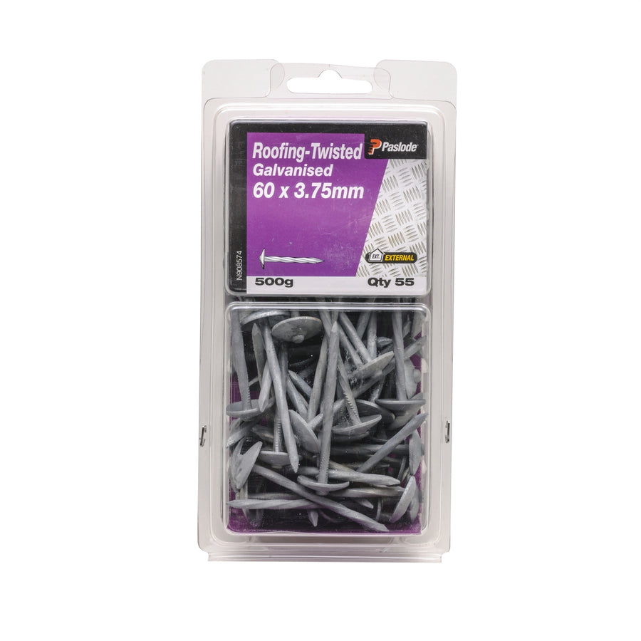 Paslode Twisted Roofing Nails 60 x 3.75mm Galvanised 500g 55 Pack