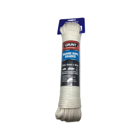 Grunt 6mm Marine Braided Rope 40m Polyester Water-Resistant Durable - SuperSaverAU - view 1