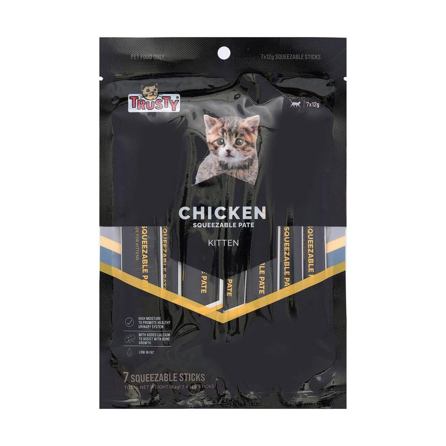 Trusty Chicken Squeezable Pate Kitten Treats - Pack of 7 - 12g Tubes - Nutritious Snack - SuperSaverAU - view 1