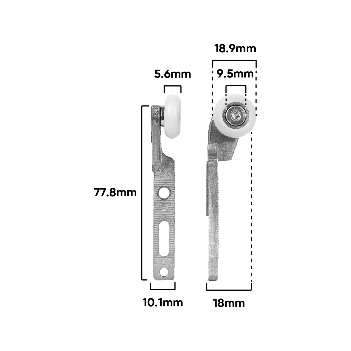 Rolltrak Adjustable Left & Right Alloy Hanger & Nylon Roller - Security Screen Door