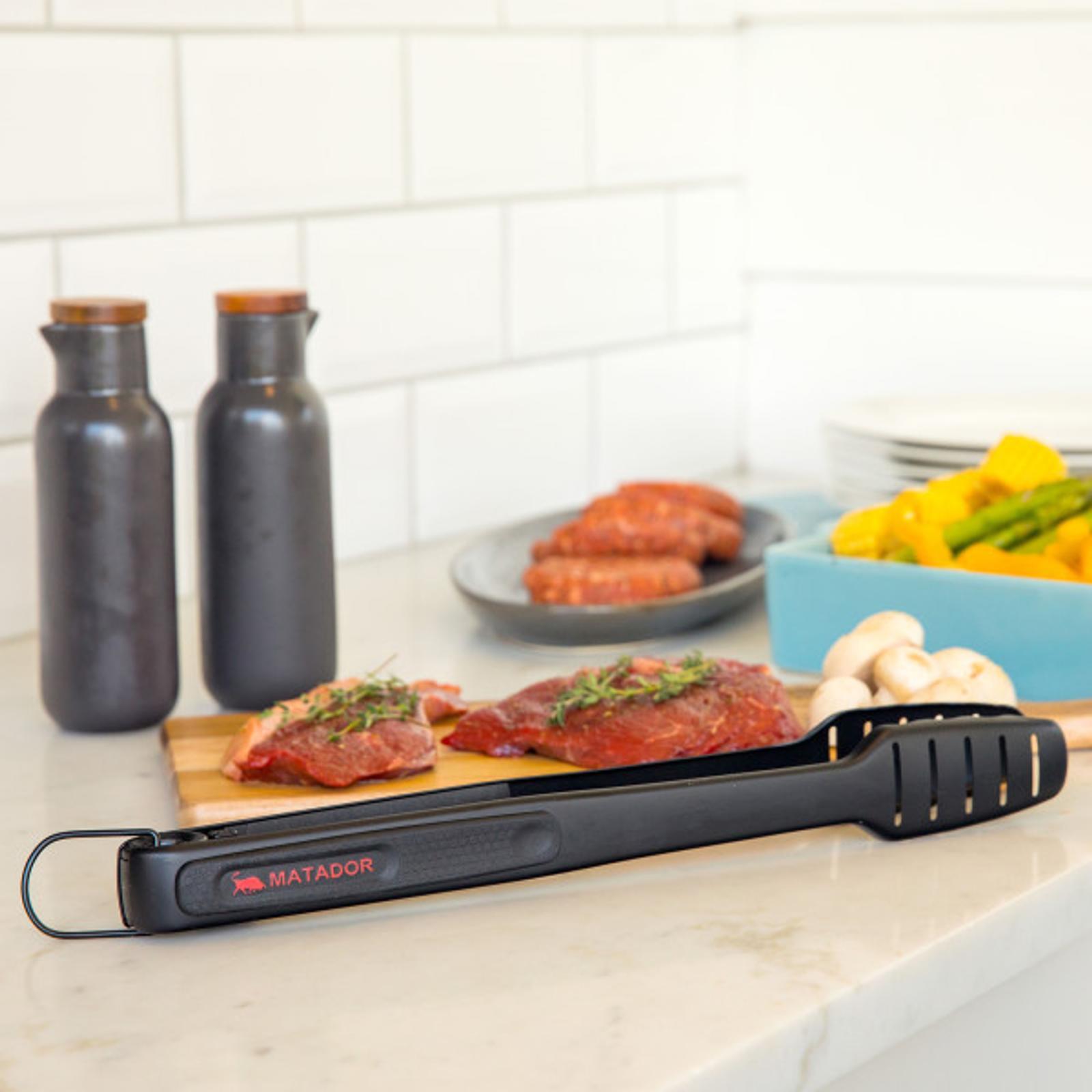 Matador Black Non-Stick BBQ Tool Set - 2 Piece Stainless Steel Tongs & Spatula