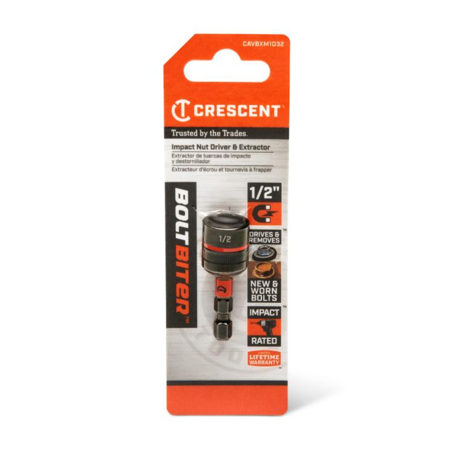 Crescent 1/2" x 1-7/8" Chrome-Molybdenum Bolt Biter Impact Nut Driver and Extractor