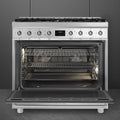 Smeg 90cm Classic Dual Fuel Freestanding Oven - 126L, Six Burner Gas Cooktop, Stainless Steel - CS9GMXA2