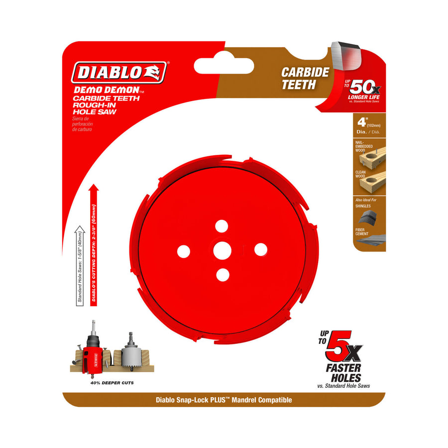 Diablo 4" Demo Demon Carbide Teeth Rough-In Hole Saw