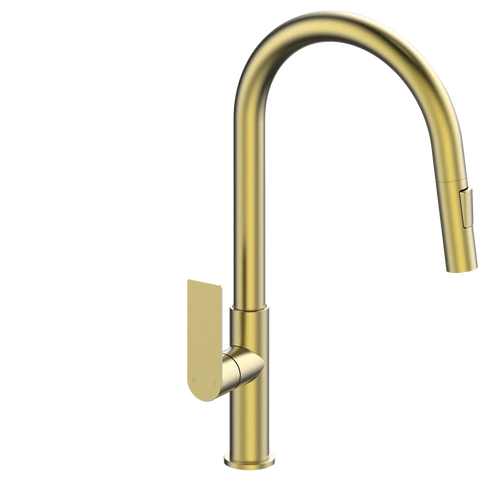 Mondella Rococo Pull Down Sink Mixer - 145mm x 435mm - Brushed Brass - Lead-Free - SuperSaverAU - view 1
