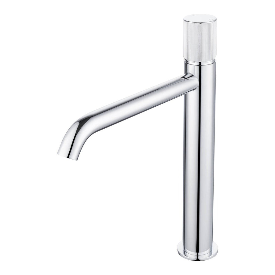 Mondella 25mm Chrome Vessel Basin Mixer - Textured Handle - Curved Spout - SuperSaverAU - view 1