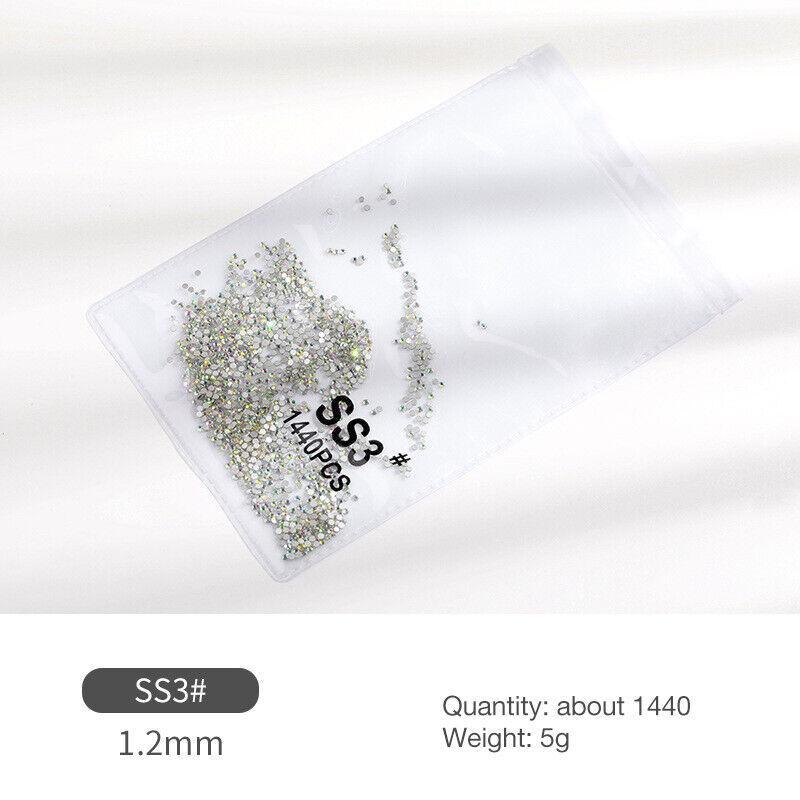 1440 pcs Flat Bottom Glass Nail Rhinestones - Clear Crystal SS16 - view 23