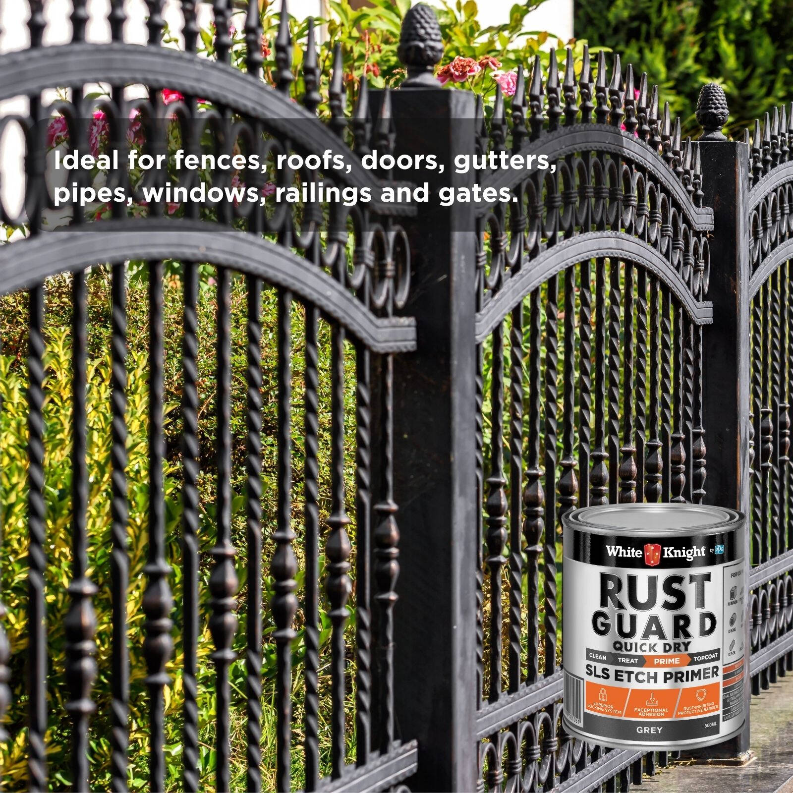White Knight Rust Guard 500ml Grey Quick Dry SLS Etch Primer Paint for Metal