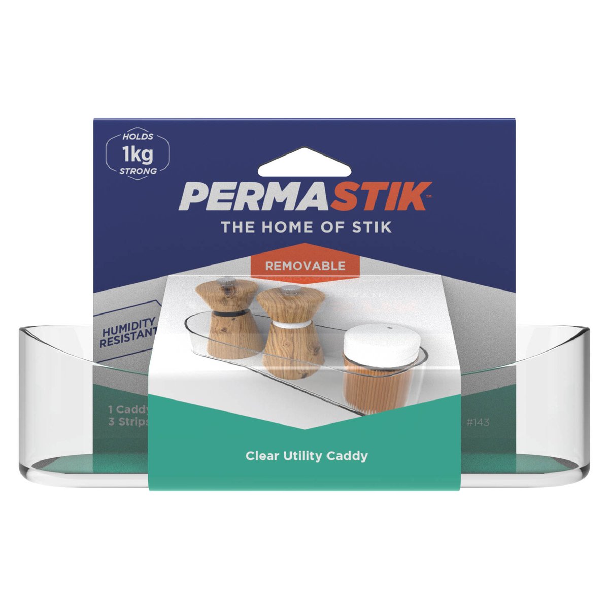 Permastik Clear Utility Caddy - 1kg Capacity - 45mm x 45mm x 163mm - SuperSaverAU - view 1