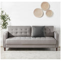 Zinus Benton mid-century 3 seater sofa - stone grey fabric, metal frame, tool-free assembly - AU-E7631G