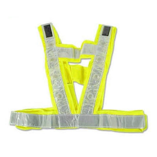 V28 Solar Powered LED Vest - High Visibility Fluor Yellow, 16 Ultra Bright LEDs
