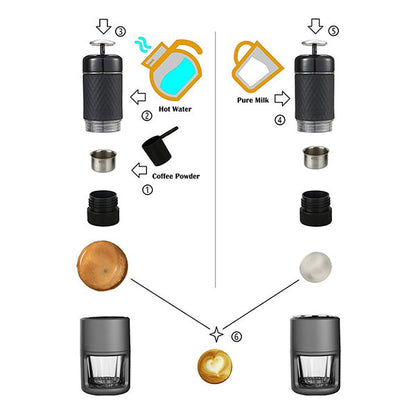 STARESSO Portable Manual Coffee Maker with 15 Bar Pressure and Quick Cold Brew - Pink