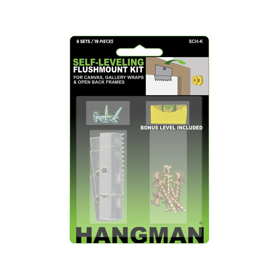 Hangman Flushmount Picture Hang Kit - 6 Pack - 139mm x 17mm x 93mm - Self-Leveling Hangers - SuperSaverAU - view 1