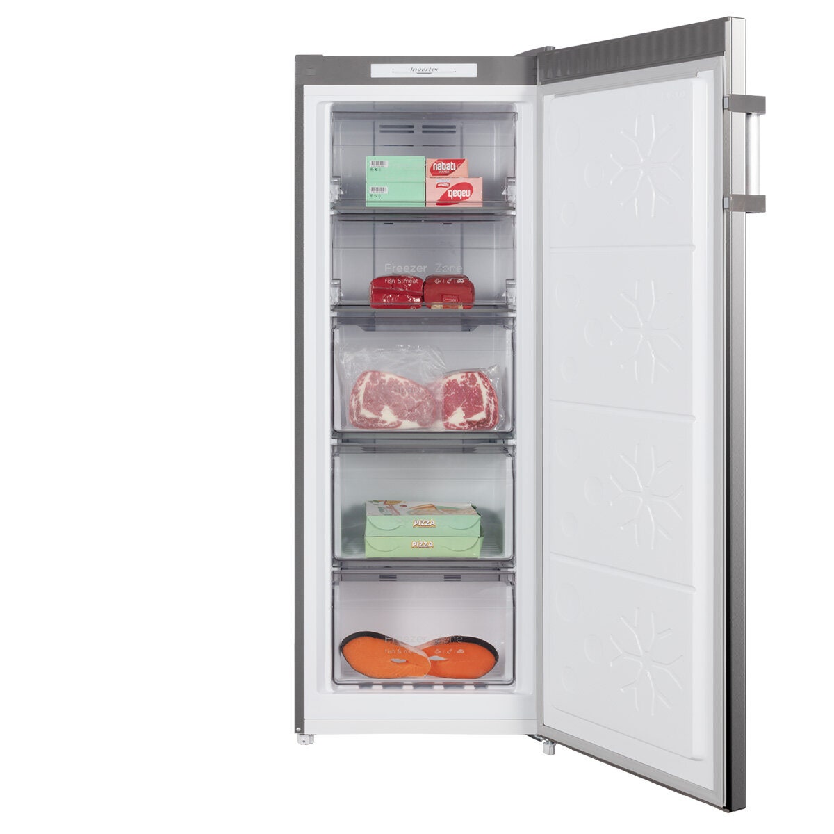 CHiQ 166L Hybrid Upright Freezer - Stainless Steel, Frost Free, Multi Air Flow, Reversible Door - CSH165NSS
