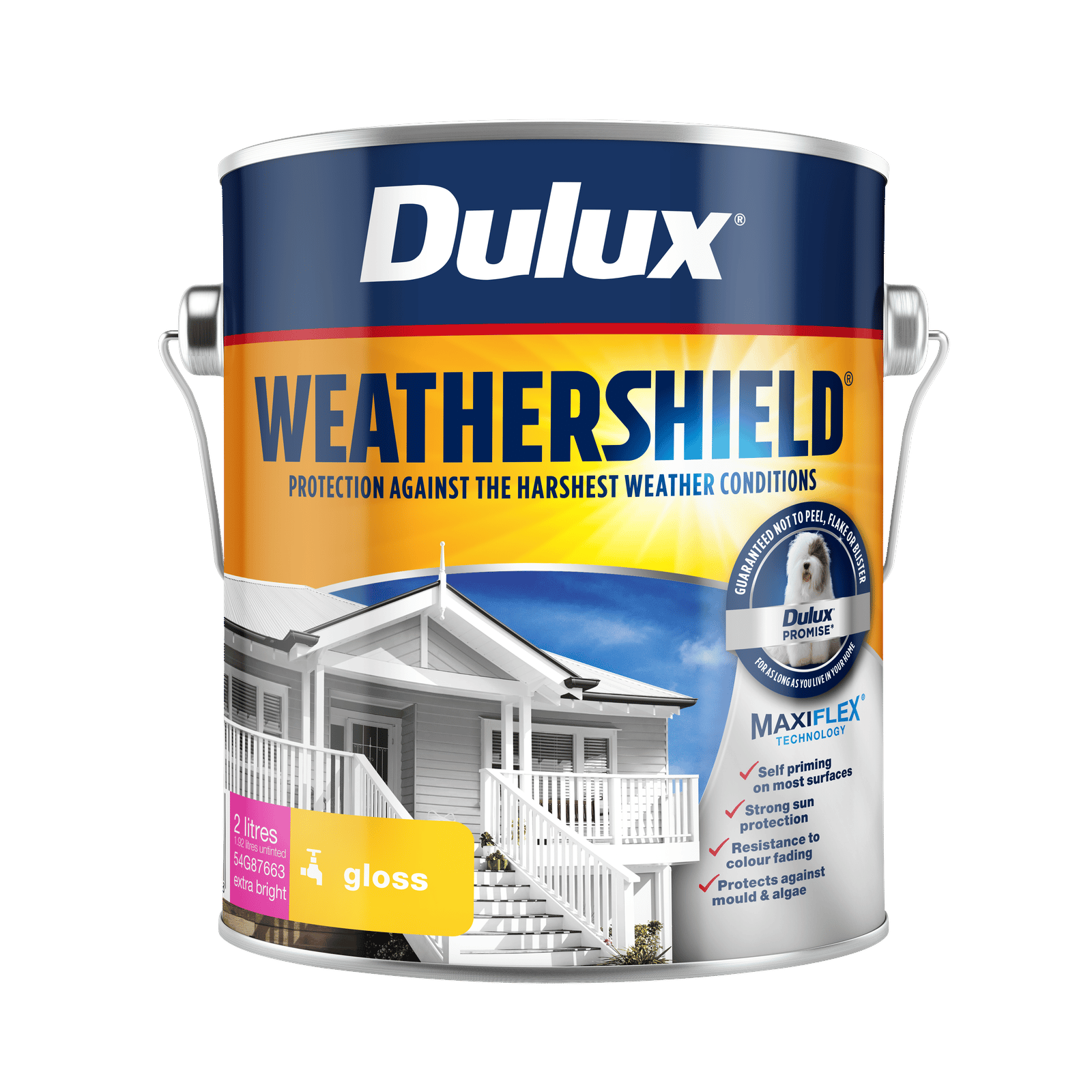 Dulux Weathershield 2L Extra Bright Gloss Exterior Paint