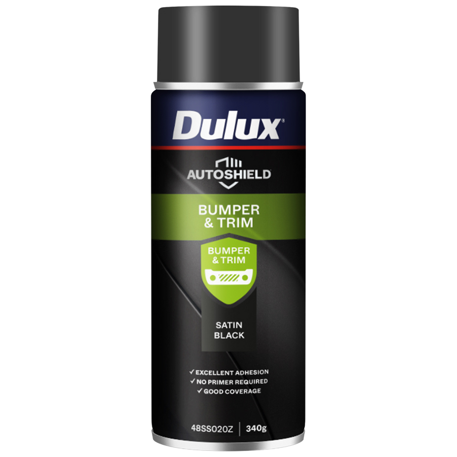 Dulux Autoshield Spray Paint - 340g Satin Black Bumper - Durable Finish - SuperSaverAU - view 1