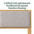 Zinus Arden King Single Bamboo Bed Frame - Natural Finish, Upholstered Headboard, Slats - AU-FPWNH8ZC-08B