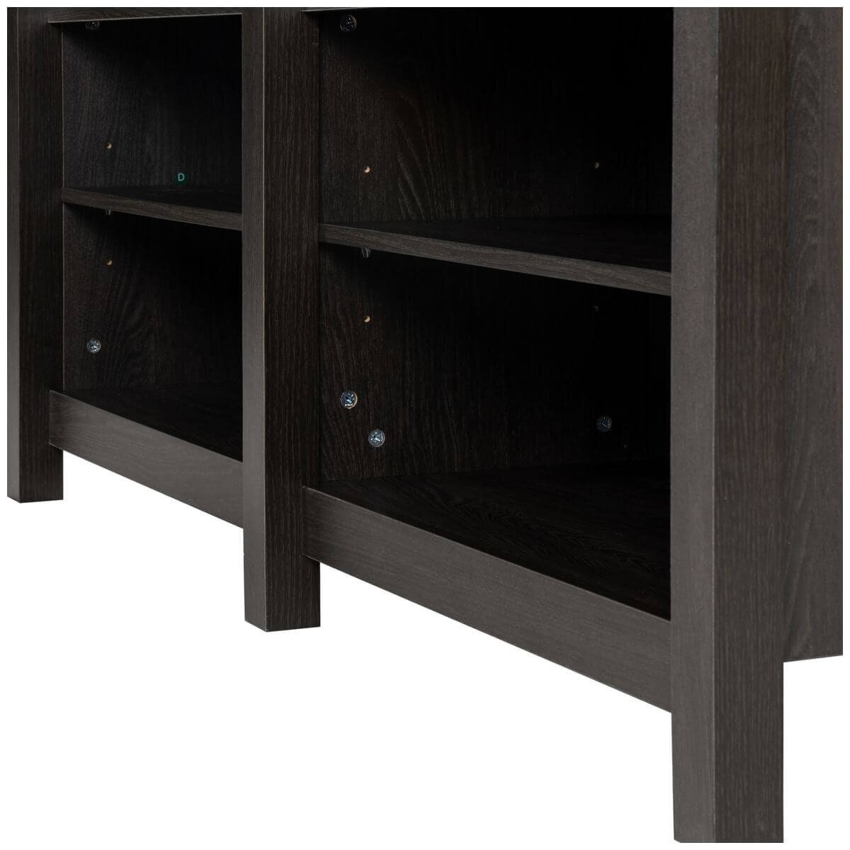 Zinus Camden 147cm TV Cabinet - Dark Brown - Open Shelving - Cord Ports - AU-UTOTV3-16E