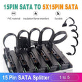 15 Pin SATA Power Splitter Cable 1 Male to 5 Female Adapter for HDD and SSD Drives