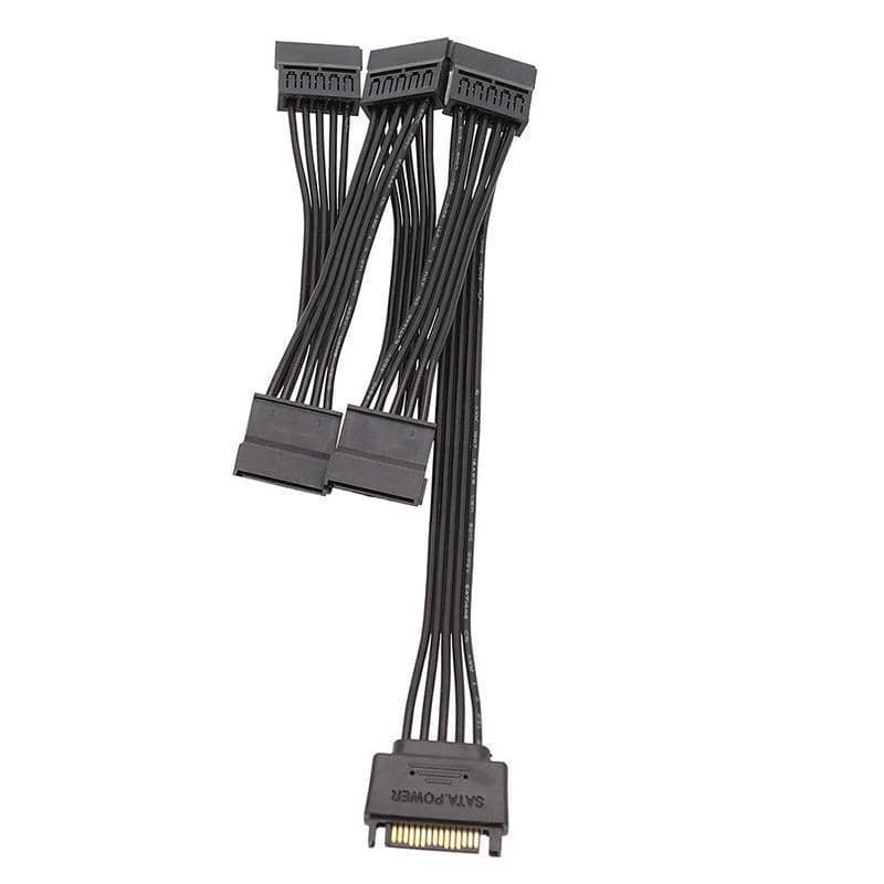 15 Pin SATA Power Splitter Cable 1 Male to 5 Female Adapter for HDD and SSD Drives - view 2