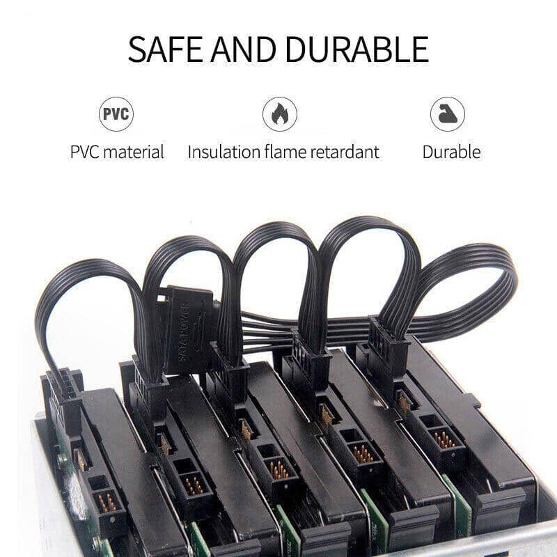 15 Pin SATA Power Splitter Cable 1 Male to 5 Female Adapter for HDD and SSD Drives - view 5