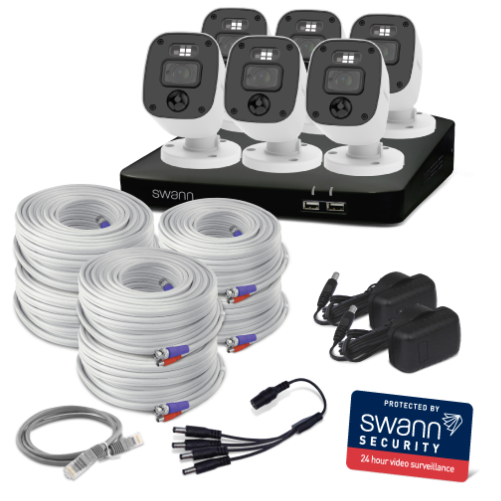 Swann 6 Camera 8 Channel 2K DVR Security System, Audio Recording, 1TB HDD SWDVK-8468062KMQB