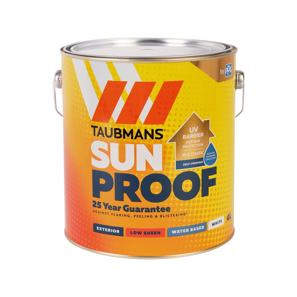 Taubmans 4L White Low Sheen Exterior Paint - UV Protection - Fast Drying - SuperSaverAU - view 1