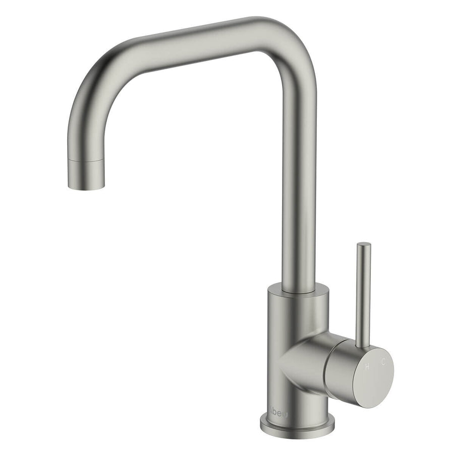 Abey Lucia lead-free square sidelever mixer tap - brushed nickel, 360 degree swivel - 3K3-BN-LF