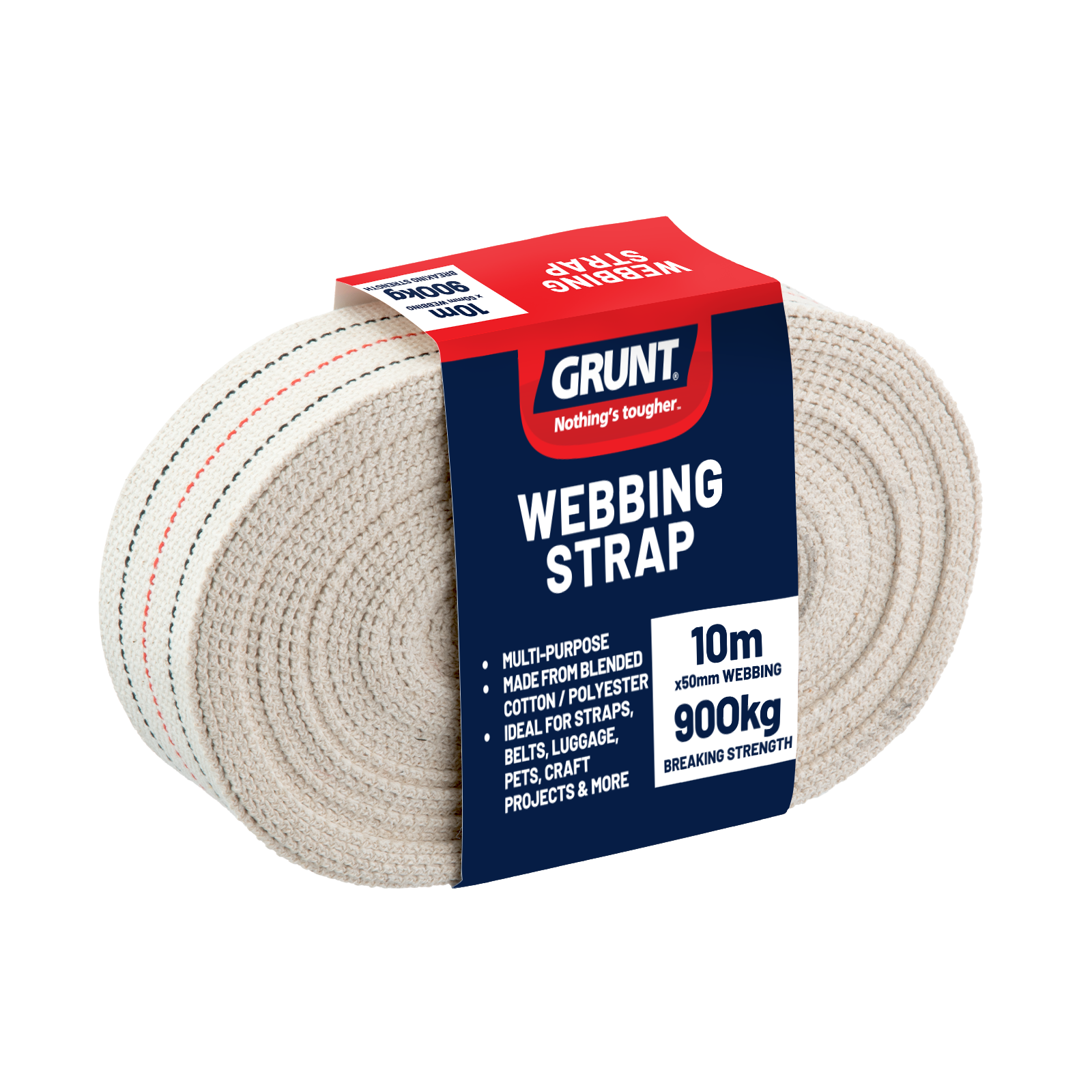Grunt 50mm x 10m Cotton Webbing, 900kg Break Strength