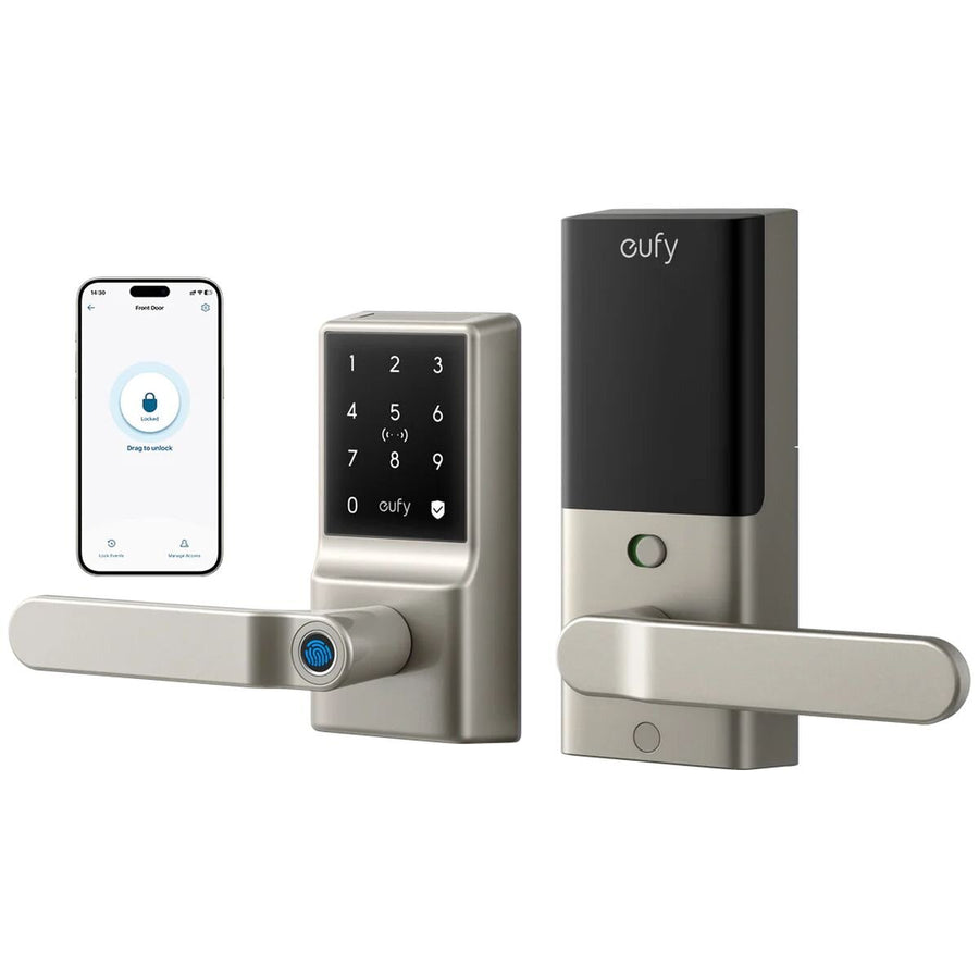 Eufy C33 Smart Lock Nickel - Fingerprint Access, Built-In Wi-Fi, Left or Right Doors, IP53 - T85L0C21