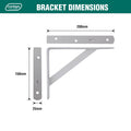 Carinya Heavy Duty Straight Stayed Bracket 200x150mm White Steel