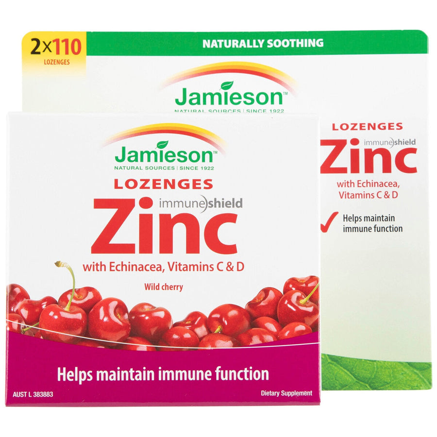 Jamieson Zinc Wild Cherry Flavour 2 x 110 Lozenges - SuperSaverAU - view 1