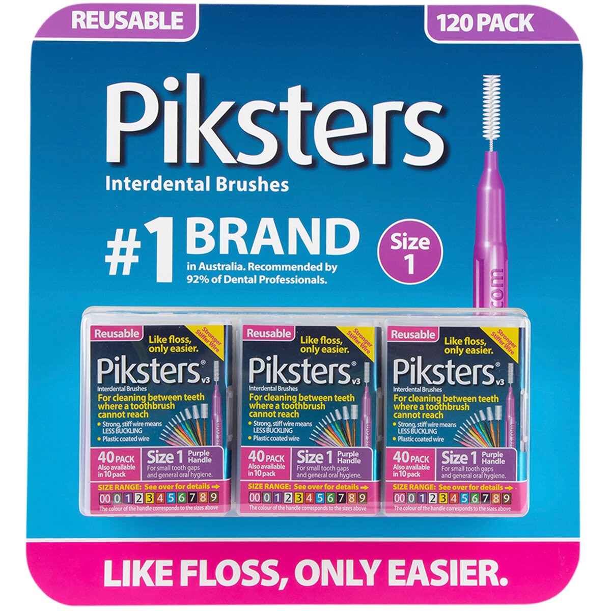 Piksters Interdental Brushes 120 Pack Size 1