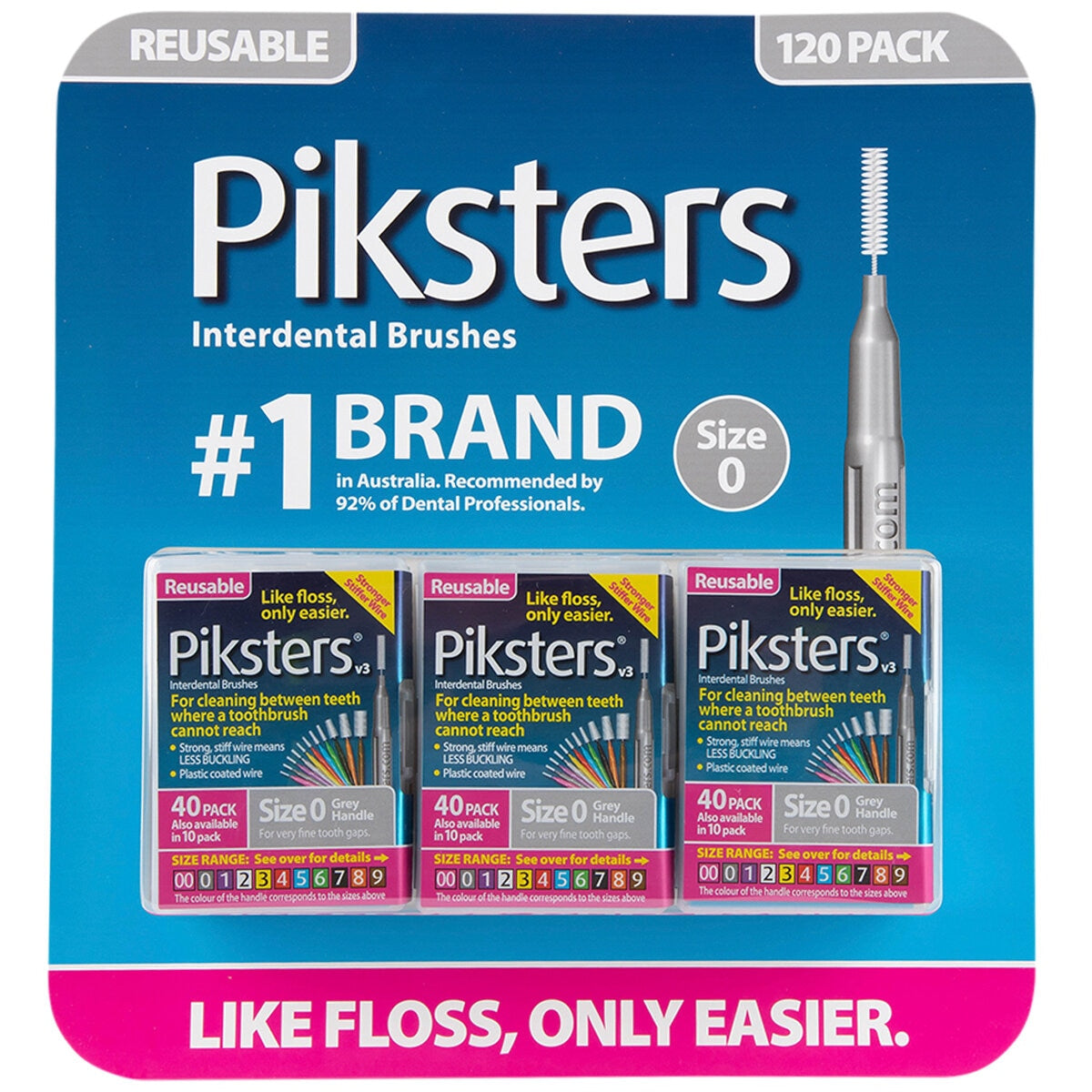 Piksters Interdental Brushes 120 Pack Size 0