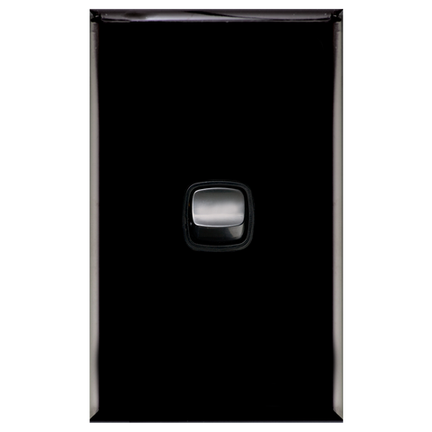 HPM Excel 1 Gang Light Switch, Matt Black, 240V, Plastic Indoor, CDXL770/1BLBL