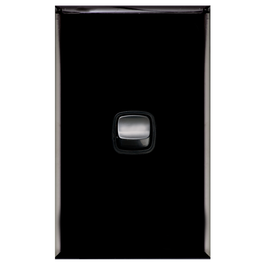 HPM Excel 1 Gang Light Switch, Matt Black, 240V, Plastic Indoor, CDXL770/1BLBL