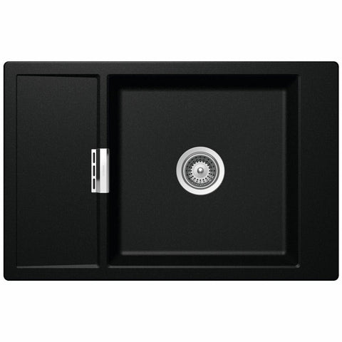 Abey Single Bowl Granite Sink - 30.9L - Black Magma - Left Hand Drainer - Top Mount - MD-100XSB