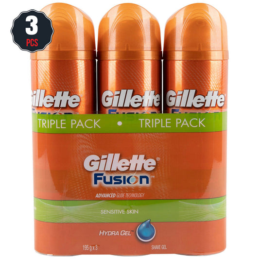 Gillette Fusion Hydra Sensitive Skin Shave Gel 3 x 195g