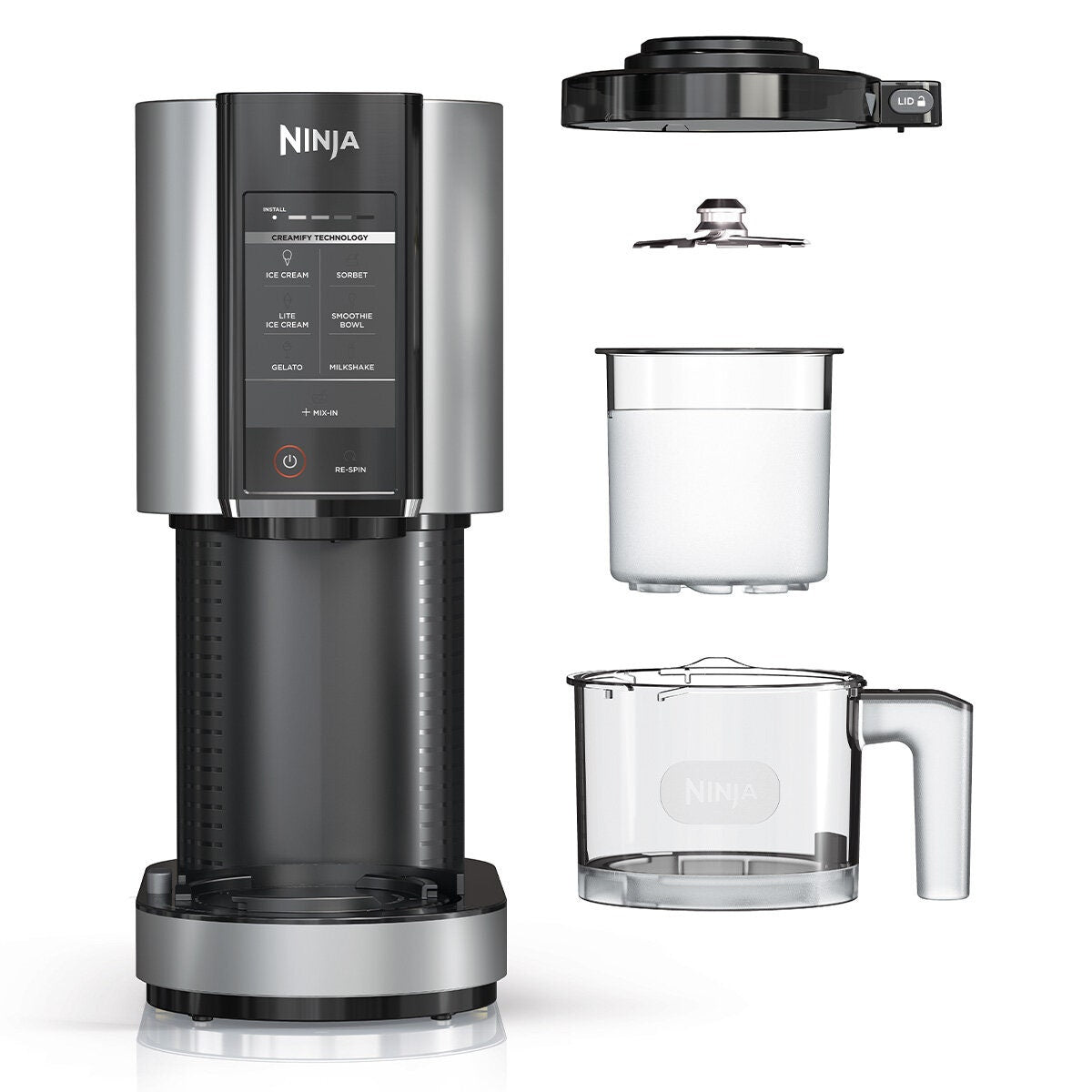 Ninja Creami Ice Cream Maker - Seven One-Touch Programs - Re-Spin Function - Cloud Silver - NC300